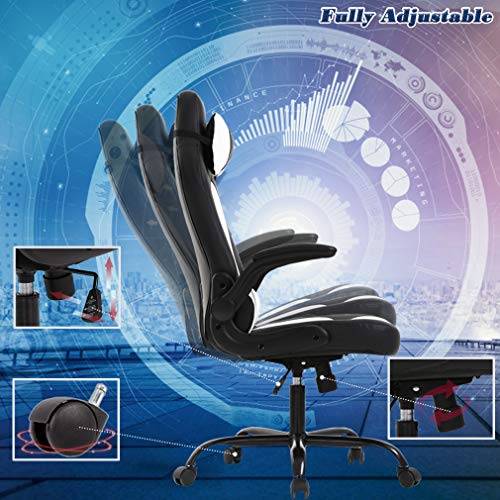 Bestoffice Pc Gaming Chair Ergonomic Office Chair Desk Chair With Lumbar Support Flip Up Arms Headrest Pu Leather Executive High Back Computer Chair For Adults Women Men (White) #TOP5