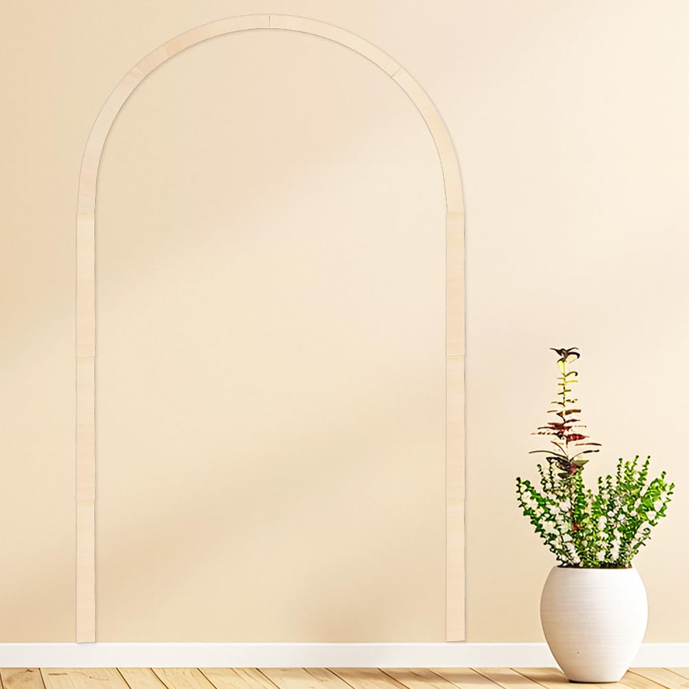 OLYCRAFT 10 Pcs Unfinished Arch Decorative Wood Trim Pre-Cut Wood Molding Edge Wood Trim Wall Molding Trims Decorative Wood Molding Trim for Home Wall Cabinet Shelf Window Door - 92x153 cm