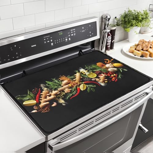 Image of Food Electric Stove Insulation Pad Heat & Stain Resistant Dish Drying Mat for Kitchen 30x21 Inch Cooktop Stove Guard Protector with Anti-Slip Grip Extra Large Mat