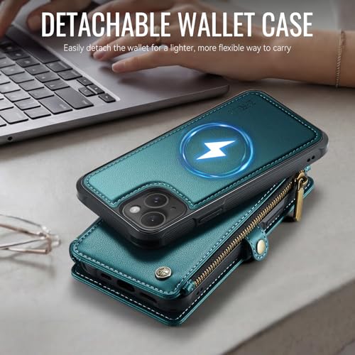 ZipFoldy for iPhone 14 - Phone Case Wallet Magnetic Detachable, Turquoise by ZipFoldy - Used condition - Image 7