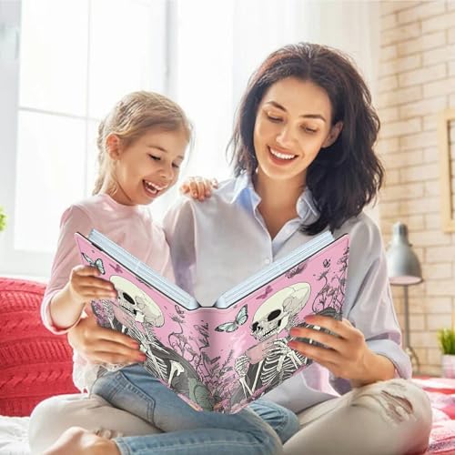 Image of Photo Album 4x6 120 Pockets Photos with Strong Elastic Band, Small Mini Albums Sheet Protector Folder for Photos, Album for Family Wedding Women Men Baby Vacation Gift, Pink Skull