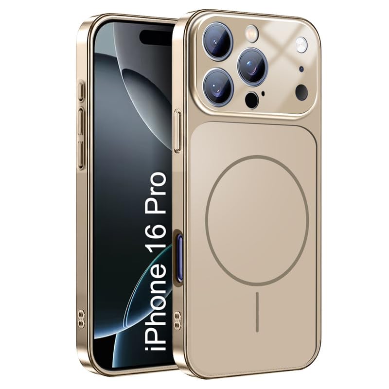 Image of LuxuryKase Converter Case for iPhone 16 Pro | Premium Protective MagSafe Cover | iPhone 17 Pro Series Style Design | in Built Camera Guard | Wireless Charging Compatible - Gold
