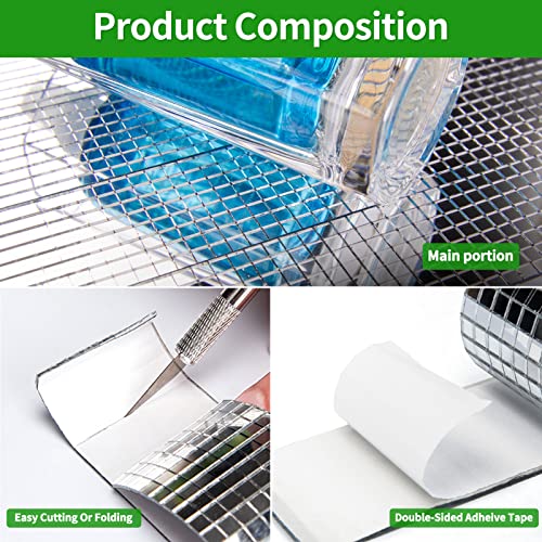 Longking 1888 Pieces Self-Adhesive Mirror Tiles, Square Mirror Stickers Mosaic Tiles, Glass Diy Craft Decoration, Disco Ball Tiles(Silver) #TOP4