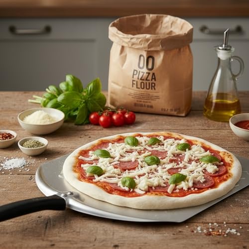 Miniatura 5 de Mimiuo Pala Para Pizza De Aluminio,Pala De Pizza Perforada,Para Cualquier Horno De Parrilla De Pizza Al Aire Libre O Interior,30.5 34.5 Cm