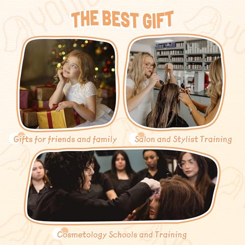 Schaufensterpuppe Kopf 26Inch Weiblich 80% Echthaar Friseur Kosmetologie Schaufensterpuppe Schaufensterpuppe Ausbildung Kopf Haar Puppe Kopf mit Tischklemme Halter (27#, 26Inch)