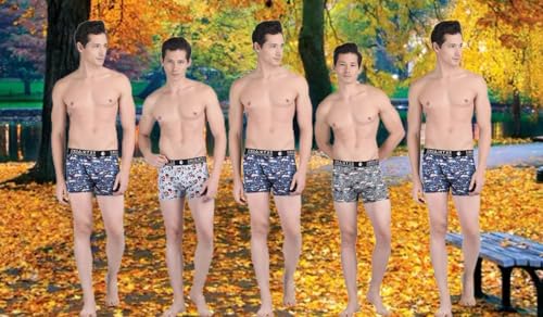 Image of Men's Extra Thin Elastic Nylon Underwear Long Comfortable Breathable Comfort All Over Printed Design Boxer