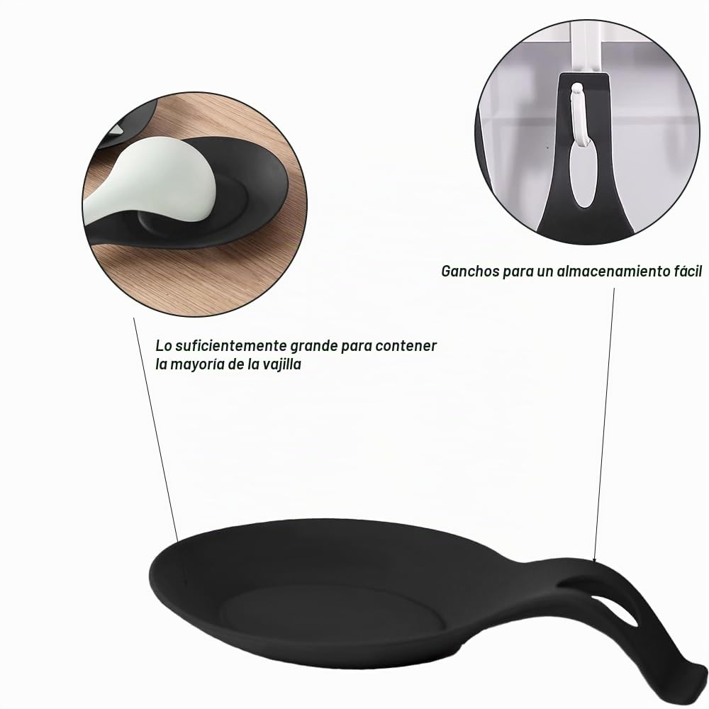 Soportes para Cucharas Silicona, Cocina Soporte Cuchara Silicona, Resto de Cuchara de Silicona, Reposa Cucharas Silicona, para Guardar Espátulas, Cucharas, Tenedores y Cubiertos