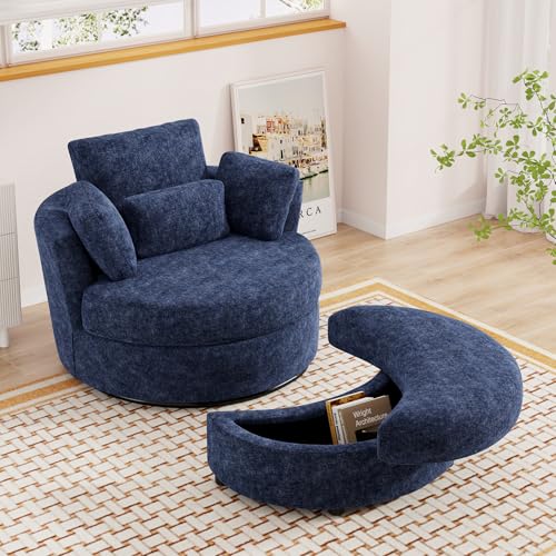 Sillón Plegable Chenille Azul marino miniatura 1