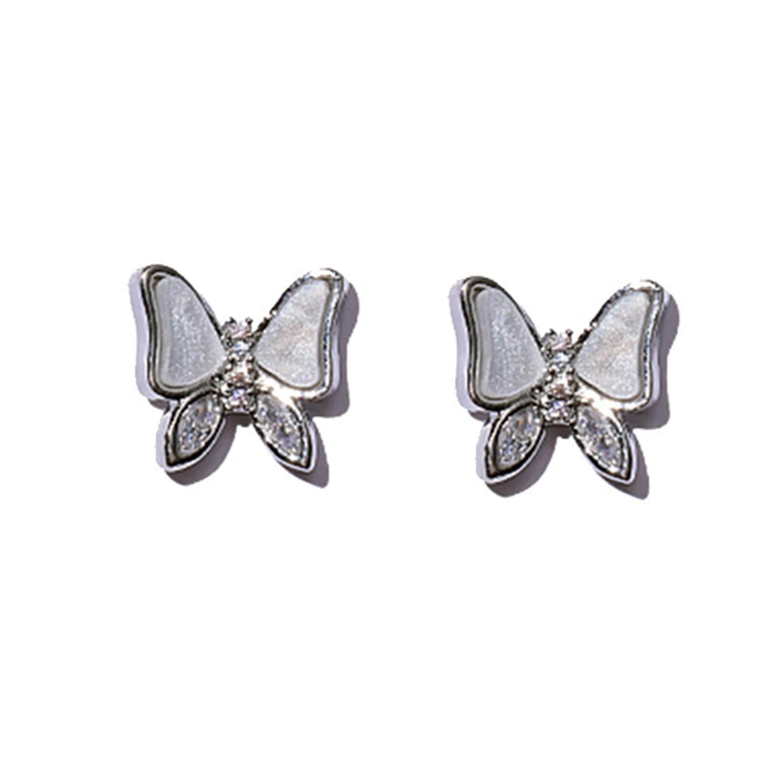 LUYANhapy9 2Pcs/Set Manicure Accessories Decorating Persistent Shiny DIY Gloss Nail Butterfly Drill Compatible with Manicure Silver