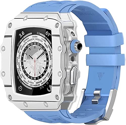 Correa de goma de flúor con bisel de carbono para Apple Watch Series 8 y 7 6