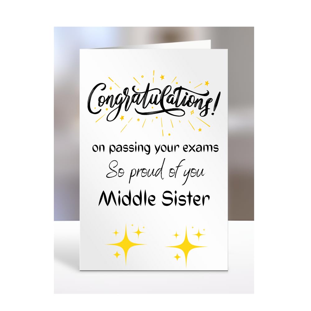 Exam Congratulations Card for Middle Sister, greetings card, men, women, female, male, him, her, presents for christmas, on passing your exams, A5-96_136 — image 1