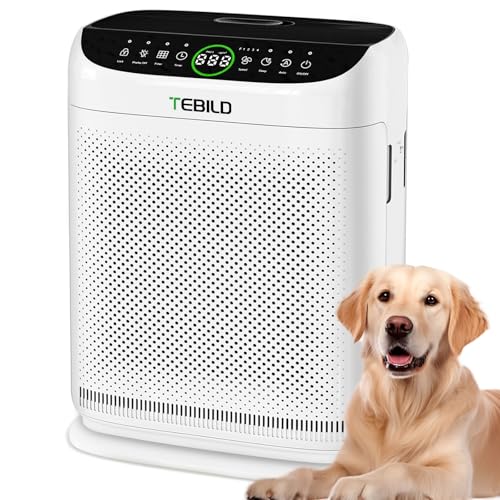 TEBILD Air Purifier for Home Large Room Up to 2500 Ft² with Washable Pre-Filters,HEPA Air Cleaner for Bedroom with PM2.5 Air Quality Display,Smart for Pets Dander, Dust & Pollen,ZX001,White