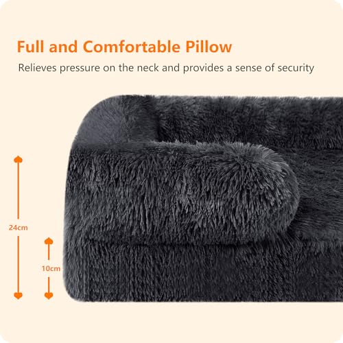 HMTOPE Orthopädisches Hundebett, Hundesofa, hohen Rand, Hundekissen, Hundekorb, Abnehmbar und waschbar, Grosse Hunde, 120 x 85 x 22 cm, Dunkelgrau