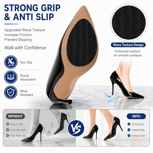 Image of Shoe Sole Bottom Protector, Self-Adhesive Grips, Non-Slip Pads, Sole Guard, Anti-Slip Grips for Bottom of Shoes(3.5'' by 2.5'', Black)