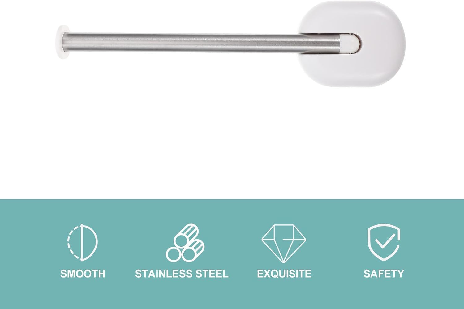 Punch-Free Wall Mounted Clothes Hanger Holder with Telescopic Stainless Steel Hooks for Household Storage and Organization in White