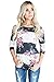 AKABELA Womens Casual 3/4 Sleeve Prints Florals Crew Neck T-Shirts Striped Blouses Tops