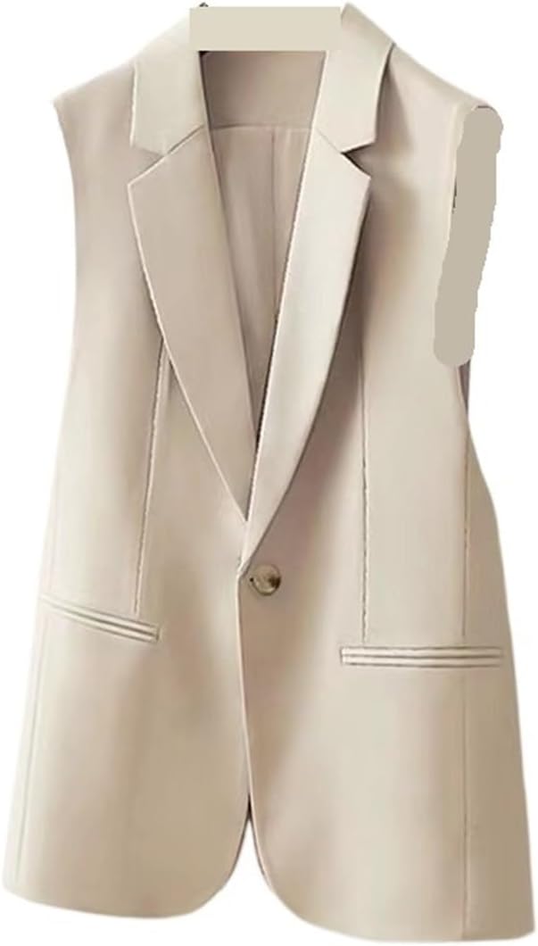 Women's Suit Collar Single-breasted Sleeveless Vest Loose Workplace And Office Daily Versatile Vest Jacket