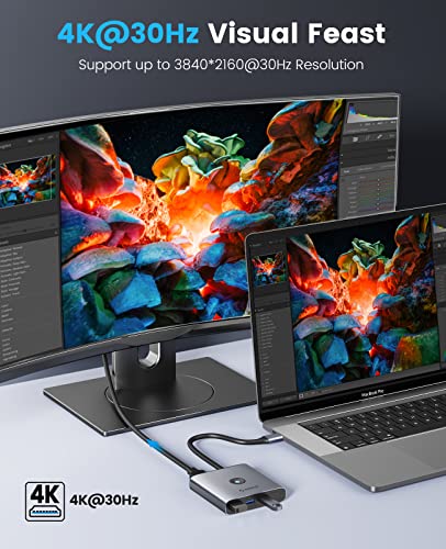 Orico 6-In-1 Usb C Hub With 2.5G Ethernet, 3 Usb-A (5Gbps), 4K Hdmi, 100W Pd Charging - High-Speed Docking Station For Enhanced Connectivity On Type C Devices #TOP3