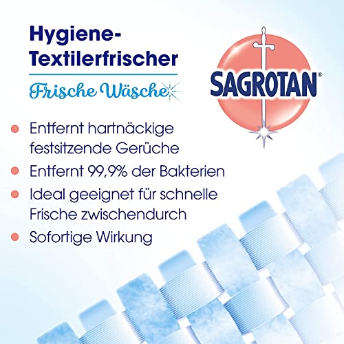 Sagrotan Hygiene-Textilerfrischer Frische Wäsche – Entfernt festsitzende Gerüche & geruchsbildende Bakterien – Für Kleidung & Wohntextilien – 8 x 500 ml