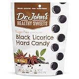 Dr. John's Healthy Sweets Black Licorice Hard Candy with Zero Sugar, Dye-Free, Plant Based, Keto Friendly, 24 Count, 3.85 OZ