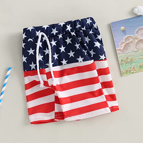 Kid Boy American Flag Swim Trunk Stars and Stripes Patchwork Swimsuit Batching Suit Drawstring Beach Swimming Shorts3