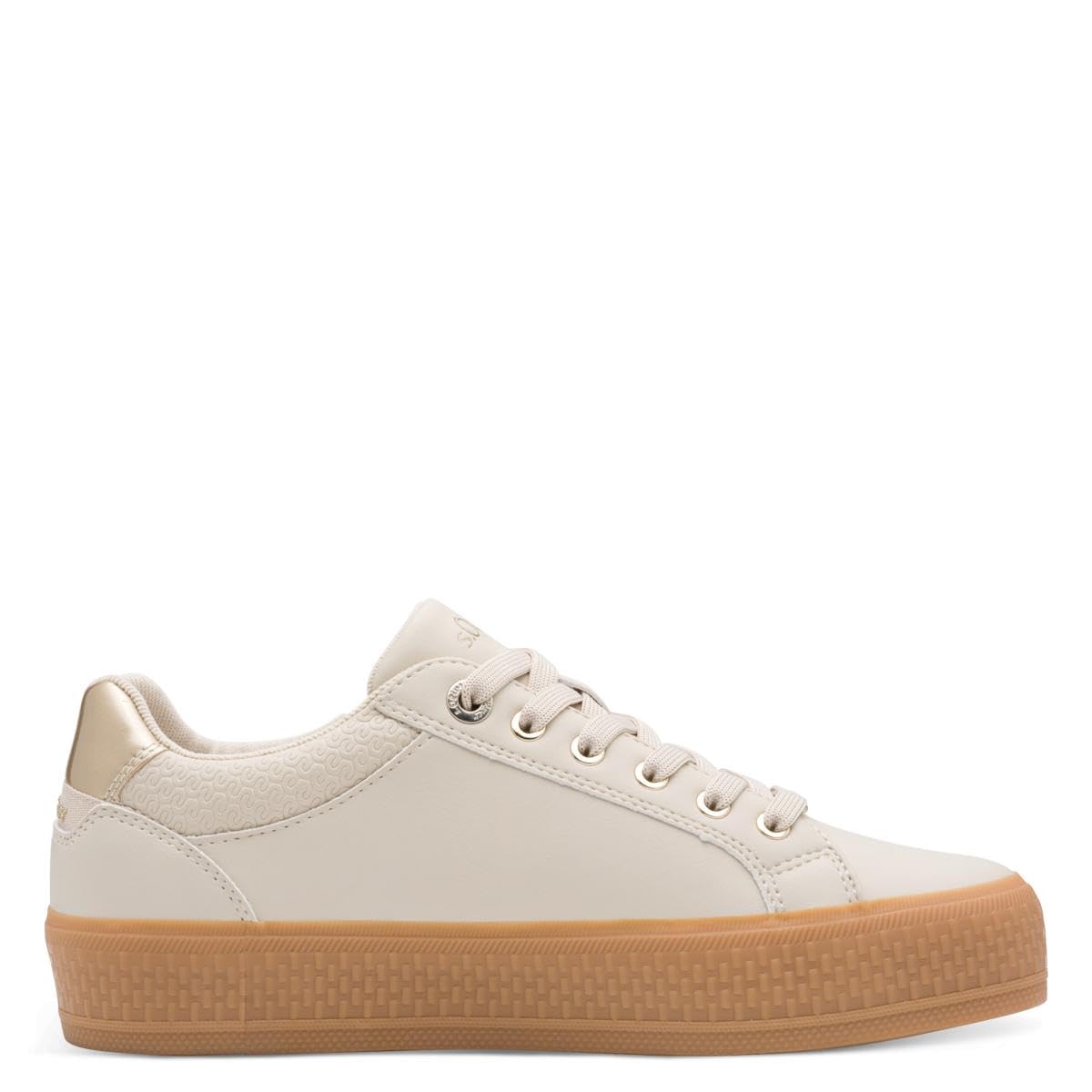 s.Oliver Women's Flat Trainers with Zip Casual Beige (Cream), 37 EU