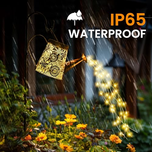GIGALUMI Solar Watering Can Lights Outdoor Garden, Waterproof Metal Water Can Ornaments with String Lights - Image 4
