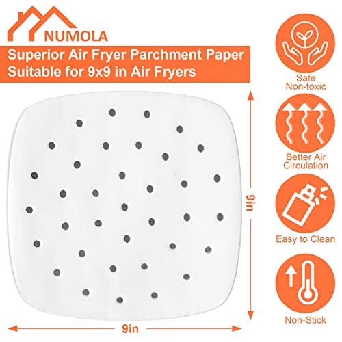 Air Fryer Parchment Paper Liners, Numola 100 Pcs Parchment Paper For Air Fryer, 9 Inch White Square Air Fryer Paper Liners, Non-Stick Steamer Liners For Oven, Microwave, Bamboos Steaming Basket #TOP1