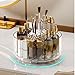 LINFIDITE 360 Rotating Makeup Organizer Clear Cosmetic Storage Holder Tray with 6 Compartment Makeup Brush Lip Gloss Organizer Case for Bathroom Cabinet Vanity Desktop