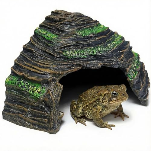 2PCS Reptile Hide Toad House for Outside Garden Frog Fish Tank Hideout PVC Aquarium Cave Leopard Gecko Hide Terrarium Decoration