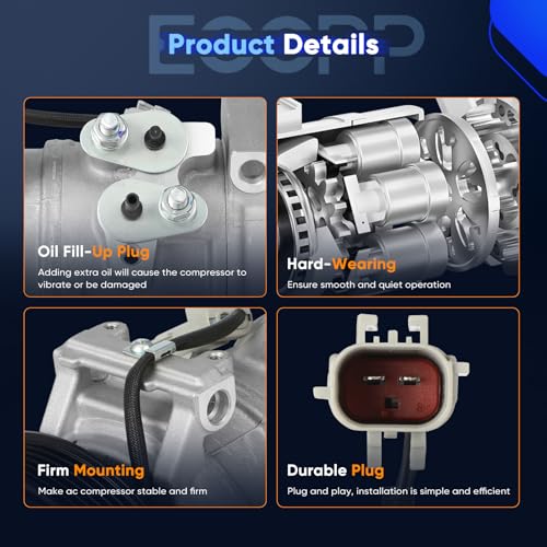 Image of ECCPP AC Compressor Fast Cooling Fit for Chrysler Pacifica 3.8L 2005-2008 Air Conditioning Compressor