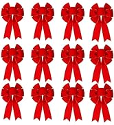 12 Packs Small Red Bows for Christmas Tree, Velvet Bow with Gold Border for Wreaths Outdoor, Gift...