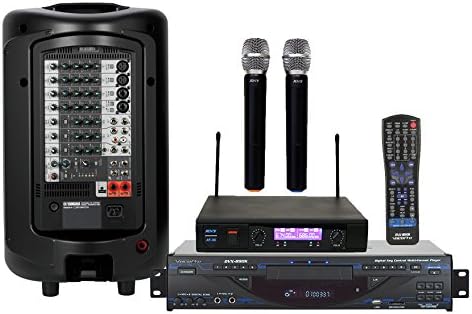 Yamaha StagePAS 600i / Vocopro DVX-890K Multi-Format Karaoke Player and ATNY AT-30 UHF Dual Wireless Microphone, 680W