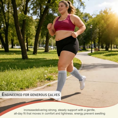 Image of Diu Life 3 Pairs Plus Size Compression Socks for Women and Men Wide Calf Extra Knee High Support for Circulation