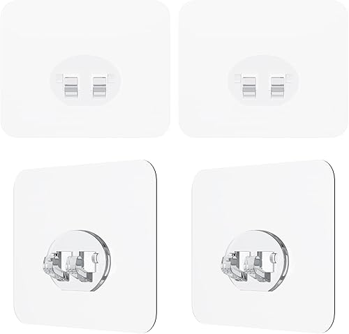 Paquete de 4 calcomanías adhesivas de repuesto para estante de baño, 1 gancho, tiras adhesivas individuales para organizador de esponja, soporte de