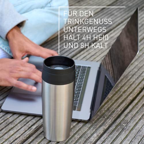 Emsa N20201 Travel Mug Classic Isolierbecher 0,36 Liter | neuer Komfort-Schraubverschluss | Edelstahl | 4h heiß und 8h kalt | 100% dicht… – Ansicht 4