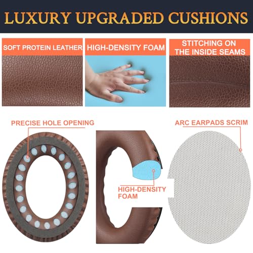 Image of SoloWIT Protein Leather Earpads Cushions for Bose Headphones, Replacement Ear Pads for Bose QuietComfort 15 QC15 QC25 QC2 QC35 /Ae2 Ae2i Ae2w /SoundTrue & SoundLink Around-Ear Series - Coffee&White