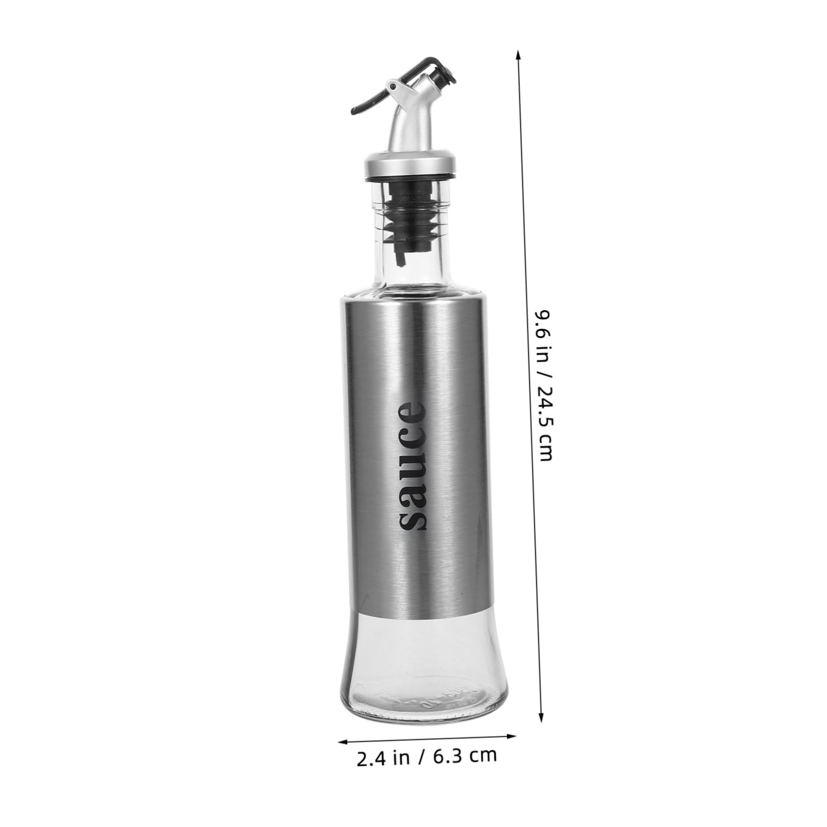 Juego de 4 Botellas Dispensadoras de Vinagre y Aceite de Cocina de Vidrio y Acero Inoxidable, Capacidad 300ml, Diseño Elegante para Cocinas y Restaurantes