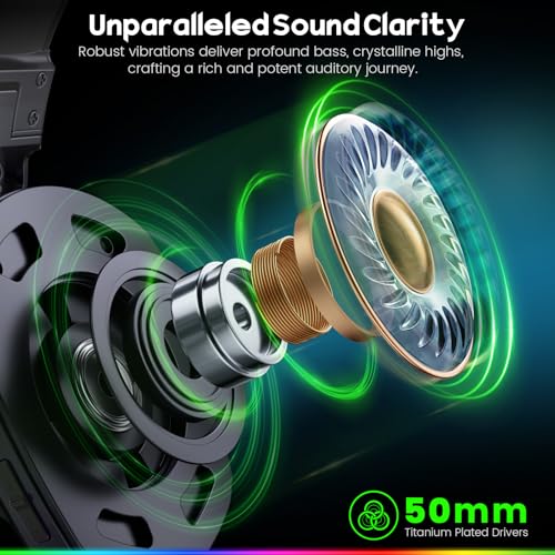 WESEARY Wireless Gaming Headset for PC, PS5, PS4, Switch, Mac, 2.4GHz Wireless Gaming Headphones with ENC Microphone, Bluetooth 5.4, 50mm Drivers, Stereo Sound, Cool Lighting, 50H Battery - Image 7