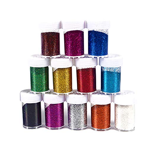 La Mejor Recopilación de Purpurina los más solicitados. 42 Cozyou - 12 Colores Brillantes, Purpurina en Polvo para Manualidades y Decoraciones, 15g x 12 Tarros