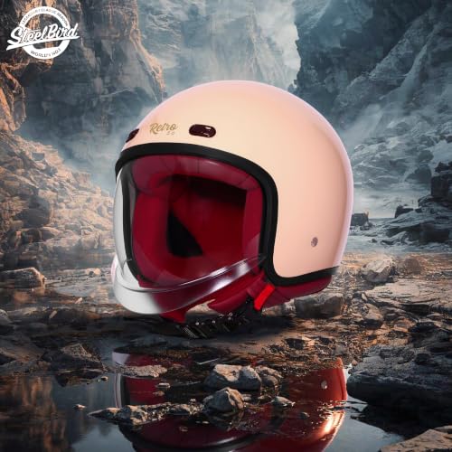 Image of Steelbird SBH-67 Retro 5.0 DOT and ISI Certified Open Face Helmet for Men and Women
