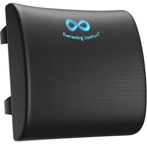 Everlasting Comfort Lumbar Support Cushion for Car Seat - Gel Infused Back Cushion for Car - Lumbar Support Promotes Better Posture, Back Pain Relief - Ideal for Driving