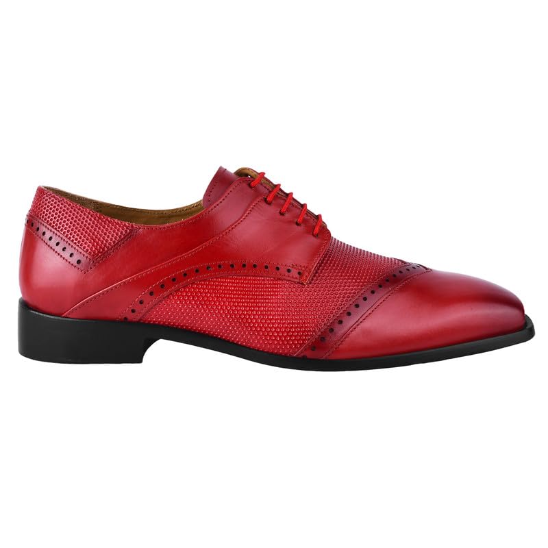 Image of LIBERTYZENO Mens Tread Design & Plain Genuine Leather Lace Up Oxford Dress Shoes for Easter Gift