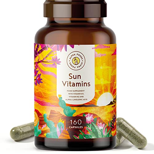4.000 UI Vitamina D3 y K2 con Omega 3 - Ácidos Grasos de Origen Vegetal procedentes de Semillas de Lino y Algas - Sin aditivos y Vegano. Suministro 640 días - 160 Cápsulas de Vitamina D Colecalciferol