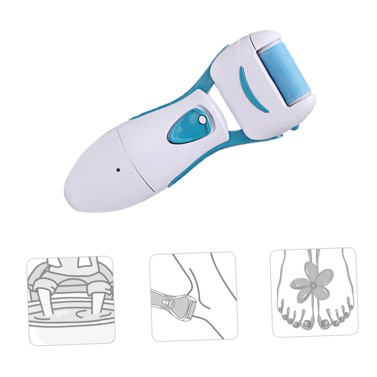 Rimuovi Calli Elettrico per Piedi e Talloni, Bianco, Leggero | Impugnatura Ergonomica, Corpo in Plastica, Elimina Pelle Morta, per Dita e Talloni, Uso Quotidiano
