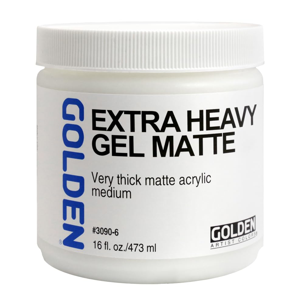 Extra Heavy Gel Matte by GOLDEN, 16 fl. oz. Jar, Professional Acrylic Gel Medium, Semi-Transparent