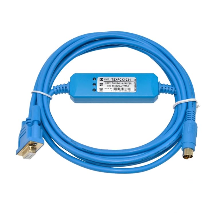 Câble de programmation PLC TSXPCX1031 Série Twido RS232 Câble de téléchargement série plaqué or durable Bleu 3 m