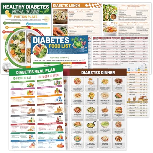 Diabetes Food List and Meal Planner - 3 Pack Diabetic Food List Chart Diabetic Meal Planner Laminated Diabetes Plan Daily Meal Plan Template 100+ Food Low GI Food Guide & Recipe