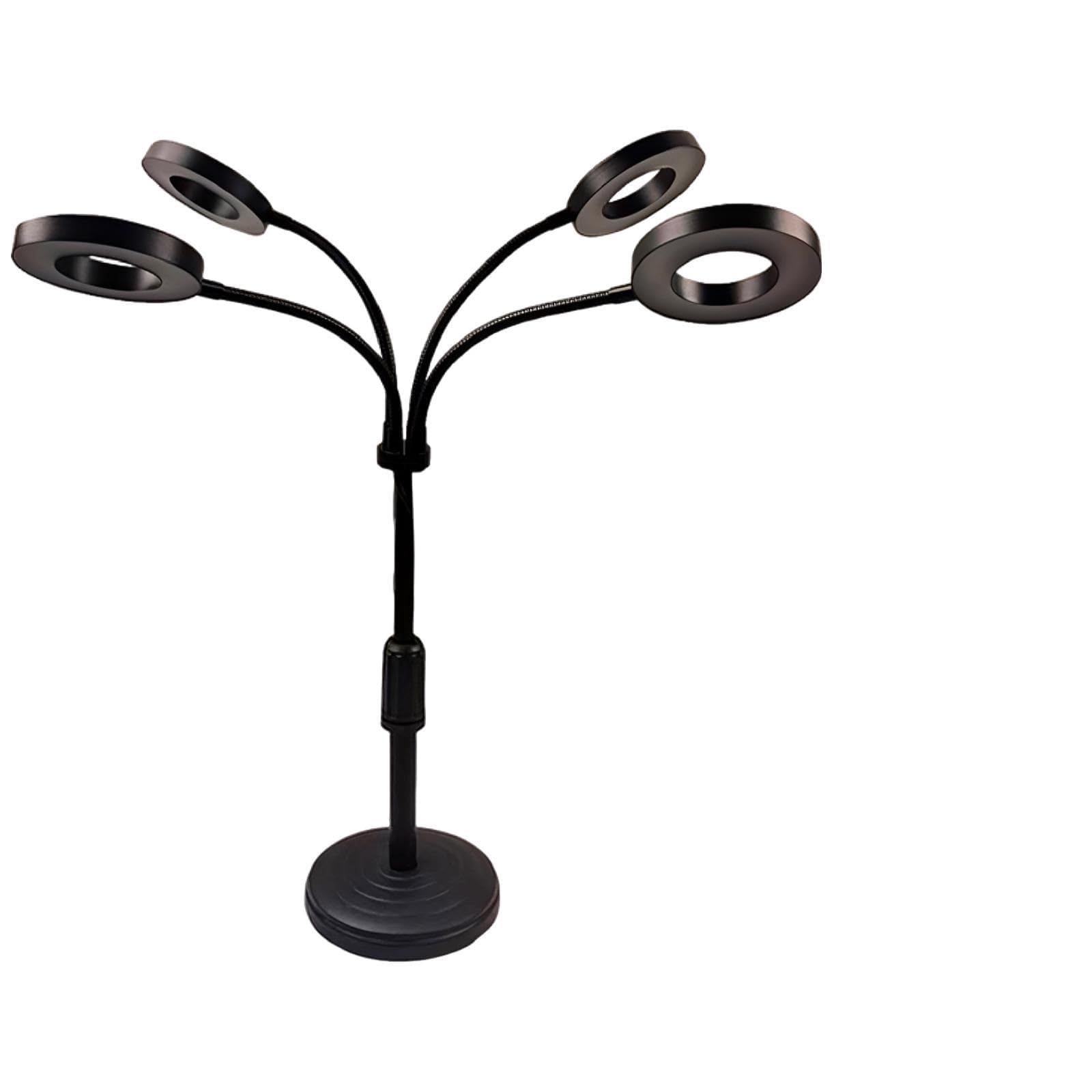 Luz LED de espectro completo para plantas, luz de cultivo de halo de cuatro cabezas con 72 LED, atenuación de 9 niveles, 3 modos, cuerpo de aluminio ajustable en altura, temporizador de 3/9
