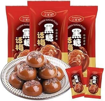 Sour and Sweet Plum Candy,Black sugar plum candy-sweet and sour taste,fruit hard candy,Chinese HuaMei Fruit Flavored Candy, Instant Preserved Fruit,Dessert,Dim Sum,Sour and sweet snacks 17.63oz/500g
